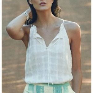 Anthro HD in Paris Silk Shadow Pane White Tank Top
